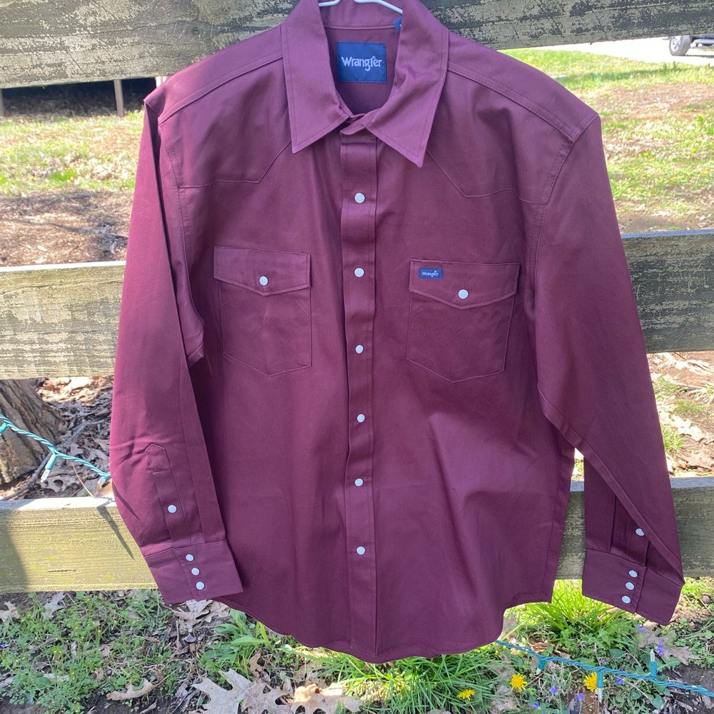 Wrangler Men's Burgundy Pearl Snap